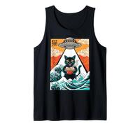 Giapponese Cat Ramen UFO Rapimento Grande Onda Neko Noodles Art Canotta