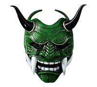 Giapponese Face Shield - Halloween Face, Halloween Face, Maschera Cosplay Maschera Abilità Giapponese Bull Demon King Red Face Horns, Lattice Giapponese G