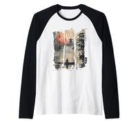 Giapponese Floating World in Retro Vaporwave Harajuku 90's Maglia con Maniche Raglan