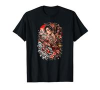 Giapponese Geisha Koi Pesce Cherry Blossom Samurai Maglietta con Stampa Grafica Economica