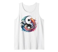 Giapponese Grande Onda Tai Chi Yin Yang Koi Tao Consapevolezza Canotta