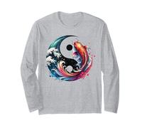 Giapponese Grande Onda Tai Chi Yin Yang Koi Tao Consapevolezza Maglia a Manica
