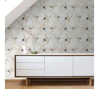 Giapponese Gru Parati Metallico Uccello Elegante Catherine Lansfield 206511