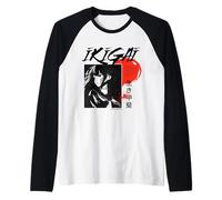 Giapponese Ikigai Concept Anime Art Maglia con Maniche Raglan