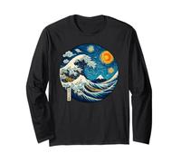Giapponese Kanagawa Wave Starry Night Mt Fuji Ragazzi Ragazze Bambini Maglia a Manica