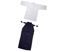 Giapponese Kendo Uniforme Set Samurai Tradizionale Vestito Hakama Arti Marziali Abbigliamento Poliestere Allenamento Costume, Bianco e blu, 185 cm, Taglia unica