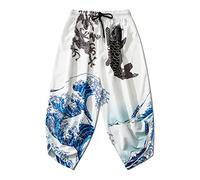 Giapponese Kimono Pantaloni Vintage Bloom Pantaloni Harajuku Stampa Casual Pantaloni Donne Uomini Abbigliamento Asiatico Tradizionale Bianco M