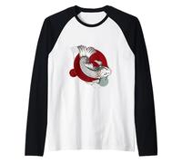 Giapponese Koi Carpa Pesce Anime Art Yin E Yang Nishikigoi Maglia con Maniche Raglan