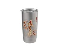 Giapponese Koi Fish Cherry Blossom Giappone Nishikigoi Art Bicchiere termico in acciaio inox doppia parete