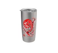 Giapponese Koi Fish Cherry Blossom Nishikigoi Red Sun Graphic Bicchiere termico in acciaio inox doppia parete