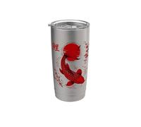 Giapponese Koi Fish Cherry Blossom Nishikigoi Red Sun Graphic Bicchiere termico in acciaio inox doppia parete