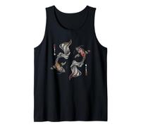 Giapponese Koi Pesce Arte Yin Yang Stagno Cultura Zen Style Canotta
