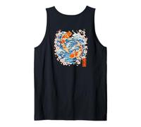 Giapponese Koi Pesce Giappone Sakura Onde Kanji Back Art Canotta