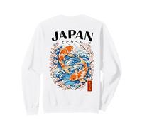 Giapponese Koi Pesce Giappone Sakura Onde Kanji Back Art Felpa