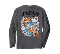 Giapponese Koi Pesce Giappone Sakura Onde Kanji Back Art Maglia a Manica