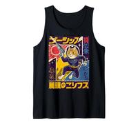 Giapponese minimalista anni '50 Retro Space Cat Good Luck Kanji Canotta