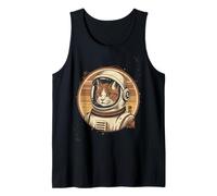Giapponese minimalista anni '50 Retro Space Cat Good Luck Kanji Canotta