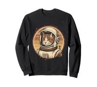 Giapponese minimalista anni '50 Retro Space Cat Good Luck Kanji Felpa