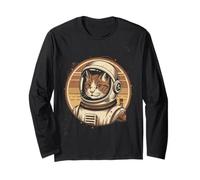 Giapponese minimalista anni '50 Retro Space Cat Good Luck Kanji Maglia a Manica