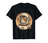 Giapponese minimalista anni '50 Retro Space Cat Good Luck Kanji Maglietta