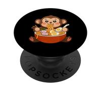 Giapponese Monkey Ramen Scimmia Divertente Mangiare Noodles Otaku PopSockets PopGrip Adesivo