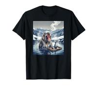 Giapponese Neve Scimmia Onsen Bagno Maglietta