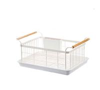 Giapponese nordico legno ferro stoviglie scolapiatti scaffale da cucina scaffale di stoccaggio piatto di scarico filtro for il lavaggio a secco scatola da bowling scolapiatti(Black)