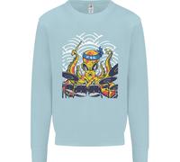 Giapponese Octopus Batterista Drumming Batteria Uomo Felpa Maglione