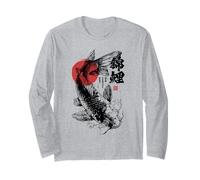 Giapponese Pesce Koi Haiku Arte Ukiyo-e Sumi-e Giappone Maglia a Manica