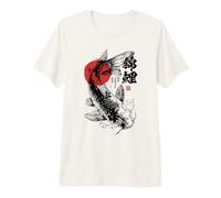 Giapponese Pesce Koi Haiku Arte Ukiyo-e Sumi-e Giappone Maglietta Premium