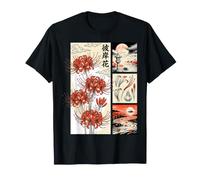 Giapponese Ragno Rosso Giglio:Fumetto: Ukiyo-e Floreale Luna Maglietta