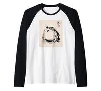 Giapponese Rana Sumi-e Pittura Zen Art Illustrazione Maglia con Maniche Raglan