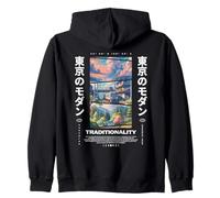 Giapponese Retrò 90s Vintage Tokyo Città Giappone Vista Felpa con Cappuccio