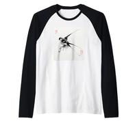 Giapponese rondine uccello Sumi-e pittura a inchiostro arte vintage Maglia con Maniche Raglan