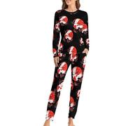 Giapponese Rosso-coronato Gru Womens Pigiama Set Lounge Manica Lunga Top E Pantaloni Morbido Sleepwear 2 Pezzi Pjs, Stile:, 5XL