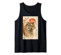 Giapponese Sakura Tiger Vintage Tradizionale Sumi-e Edo Canotta