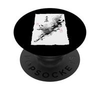 Giapponese Salto Volpe Arte Vintage Sumi-e Kitsune PopSockets PopGrip Adesivo