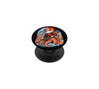Giapponese Samurai Gatto Polpo Rosso Sun Wave Art PopSockets PopGrip Adesivo