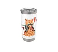 Giapponese Samurai Ninja Cat Kawaii Tattoo Graphic Bicchiere termico in acciaio inox doppia parete