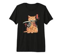 Giapponese Samurai Ninja Cat Kawaii Tattoo Graphic Maglietta Premium