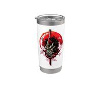 Giapponese Samurai Oni Demone Katana Spada Bicchiere termico in acciaio inox doppia parete
