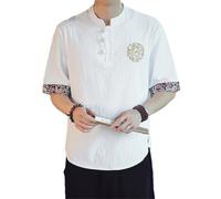 Giapponese Samurai Stile Tradizionale Kimono Camicia Casual Giacche Uomo Streetwear Cinese Camicia Allentata Abbigliamento Top, bianco, XL