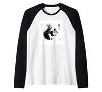 Giapponese Scoiattolo Sumi-e Pittura a Inchiostro Vintage Art Maglia con Maniche Raglan