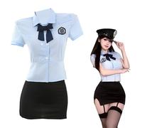 Giapponese Scuola Ragazza Uniforme Anime Roleplay Poliziotto Polizia Marinaio Cosplay Lingerie Studentessa Outfit Top Gonna Costumi Blu, Blu, Taglia unica