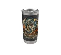 Giapponese Sea Dragon Chaos Wave Samurai Vintage anime Amanti Bicchiere termico in acciaio inox doppia parete
