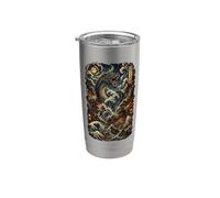 Giapponese Sea Dragon Chaos Wave Samurai Vintage anime Amanti Bicchiere termico in acciaio inox doppia parete