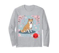 Giapponese Shiba Inu Sakura Fiori di Ciliegio Kanji Maglia a Manica