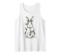 Giapponese Sumi-e Coniglio Maneki Neko Fortune Canotta