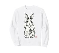 Giapponese Sumi-e Coniglio Maneki Neko Fortune Felpa