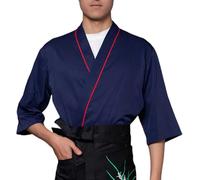 Giapponese Sushi Chef Cappotto Uniformi per Uomini E Donne umidità Wicking Kimono Cardigan Classico Colore Puro Chef Giacca, Blue, s-Small
